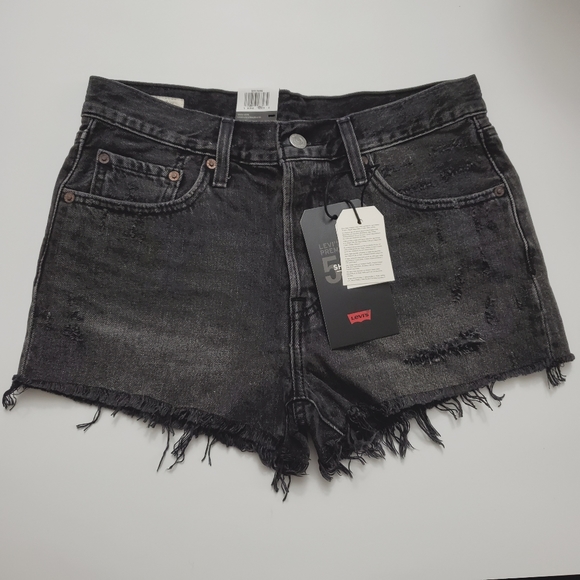 Levi's 501 Shorts Ripped Distressed Mid Rise - Picture 7 of 7